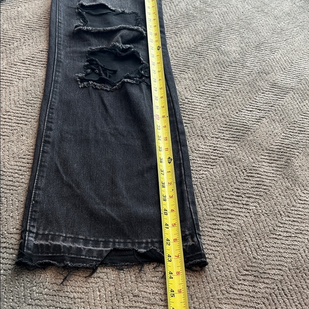 Vibrant M.I.U. Jeans Women's Juniors Size 1 Black Distressed High Rise Wide Leg - Picture 10 of 12